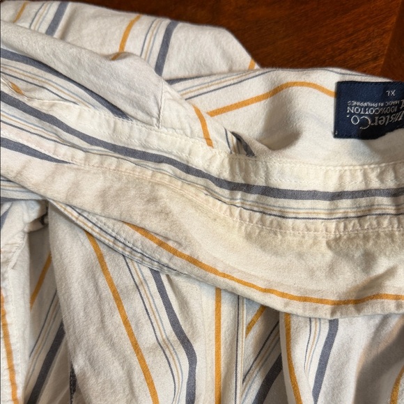 Hollister Striped Button-Down Shirt - White, Orange, Blue - Picture 8 of 8